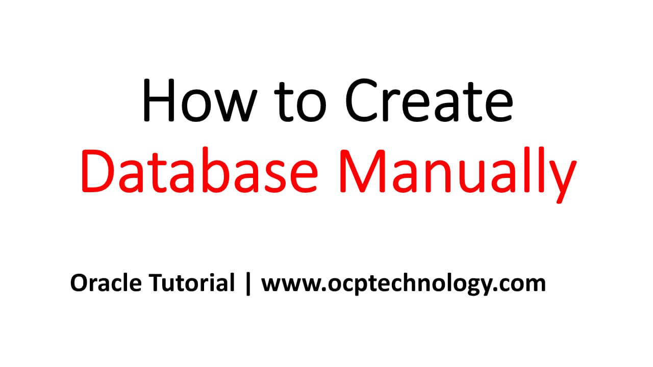 How to create manually Database