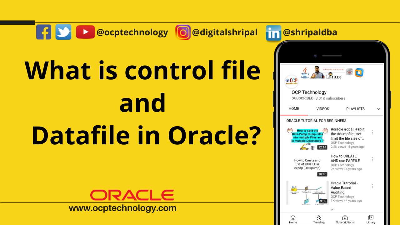 What is control file and datafile in Oracle?